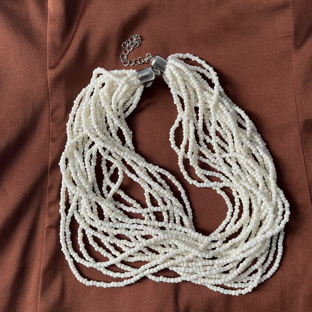 Elegant White Beaded Necklace